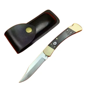 8-inch brass and sandalwood folding switchblade knife - Image 4