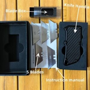 OTF Box Cutter Carbon Fiber Utility Knife Equipped With 5 Blades - Image 3