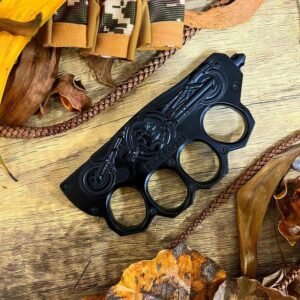 BIKER KNUCKLE OTF KNIFE&DEFENDER BRASS KNUCKLE SWITCHBLADE - Image 2