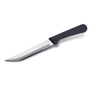 Stainless steel serrated knife with practical wooden handle and plastic handle - Image 3