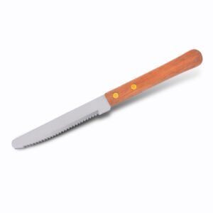 Stainless steel serrated knife with practical wooden handle and plastic handle - Image 2