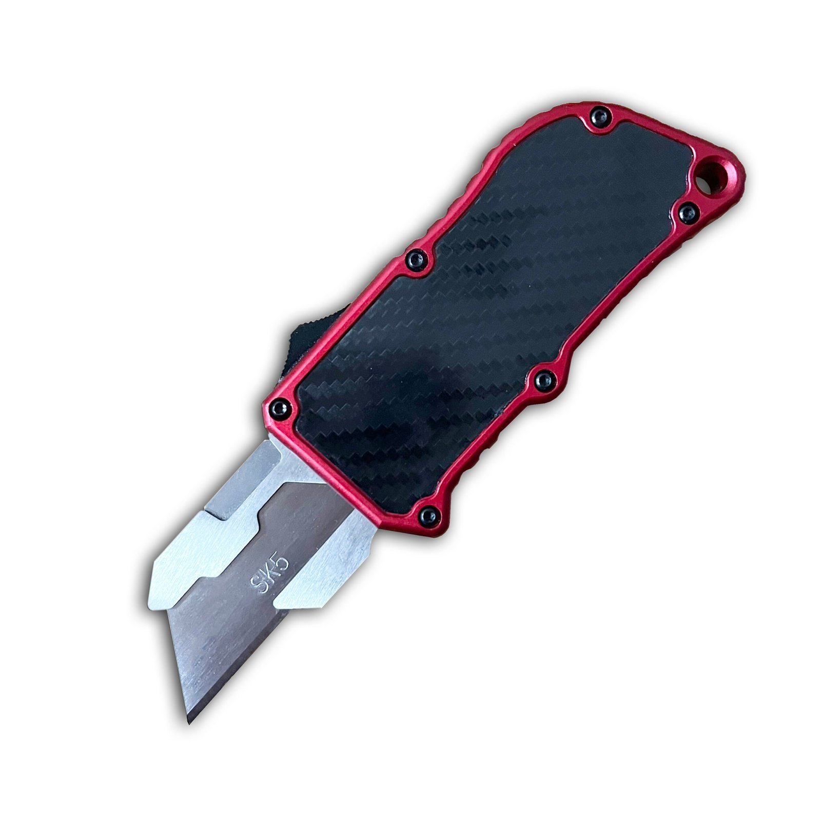 3-1-scaled-1.jpg Box Cutter Carbon Fiber Utility Knife Blade Equipped With 5 Blades-Red - Image 1