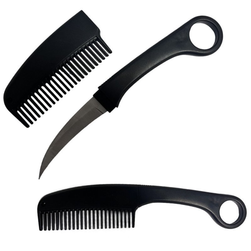 3f14aaef8e5e818693a39bbed9138f5_副本.jpg Comb Knife Self-Defense Tools Hidden Knife Black - Image 1