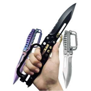 butterfly trench knife-4 colors folding Balisong with knuckle guard - Image 2