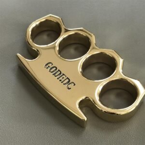 Mirror polished brass knuckles with letters hand support four-finger boxing gloves window breaking self-defense outdoor self-defense tools - Image 2