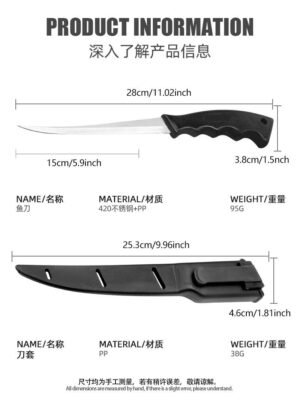 6 inch black fishing knife - Image 7