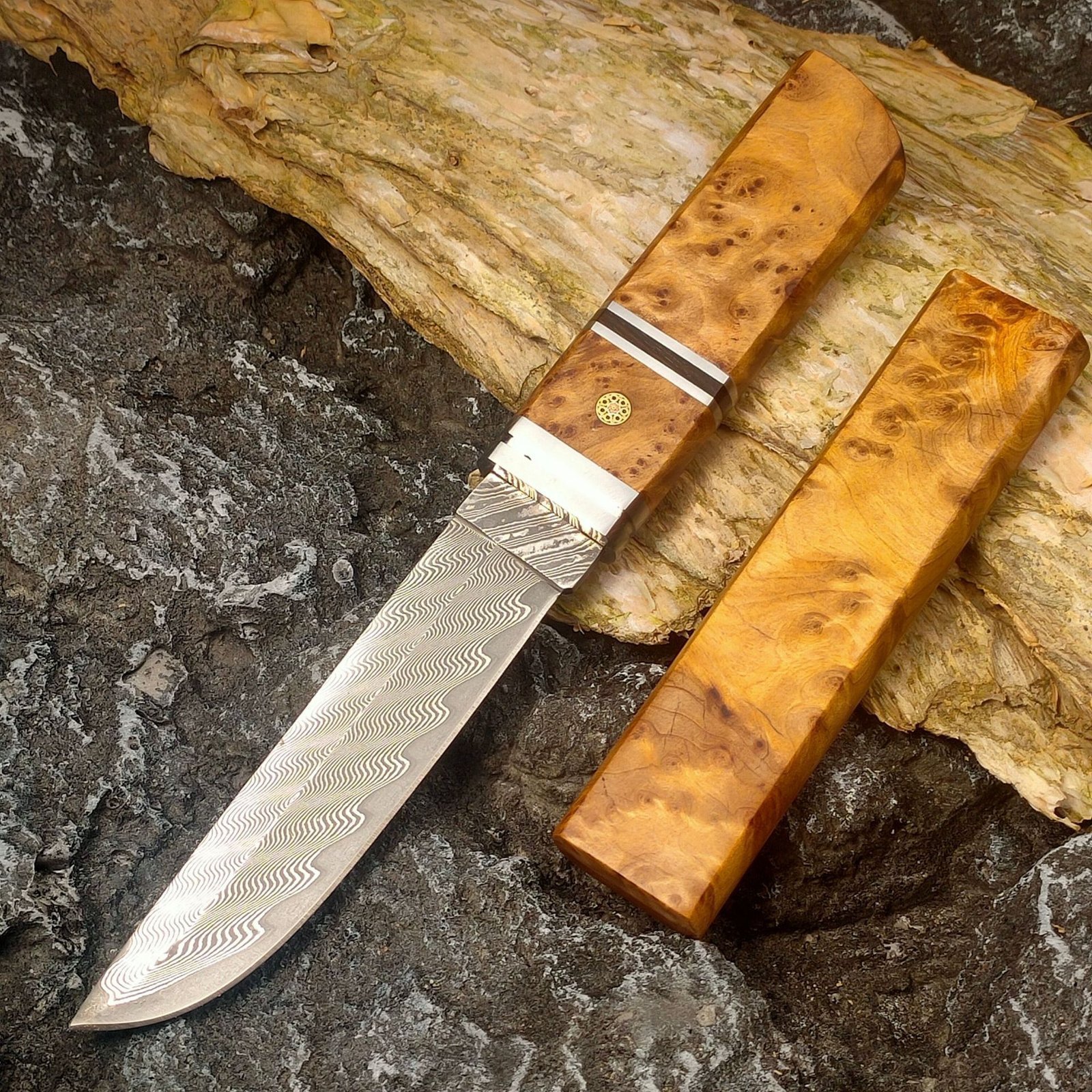 O1CN01C2PWOi1S5MHyT4VcZ_2217256102195-0-cib.jpg Thuja solid wood Damascus steel sharp gift knife - Image 1