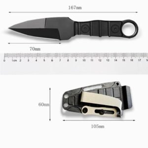 Outdoor straight knife, high hardness, sharpness, tactical small straight knife, with K sheath A-4 Black/Orange handle - Image 2