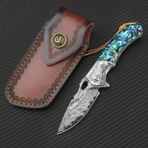 Outdoor knife VG-10 Damascus steel folding knife collection camping field sand iron wood color shell folding knife - Image 2