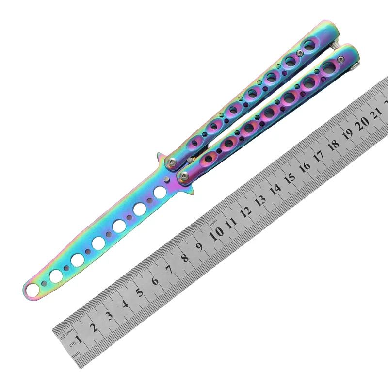 O1CN01ZCqMeR1ZkIpVZ0hP7_2213250073232-0-cib.webp CSGO butterfly knife CS butterfly knife novice practice knife butterfly comb toy practice knife full steel unsharpened - Image 1