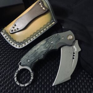 Karambit Knife Damascus Steel Folding Claw Knife - Image 3