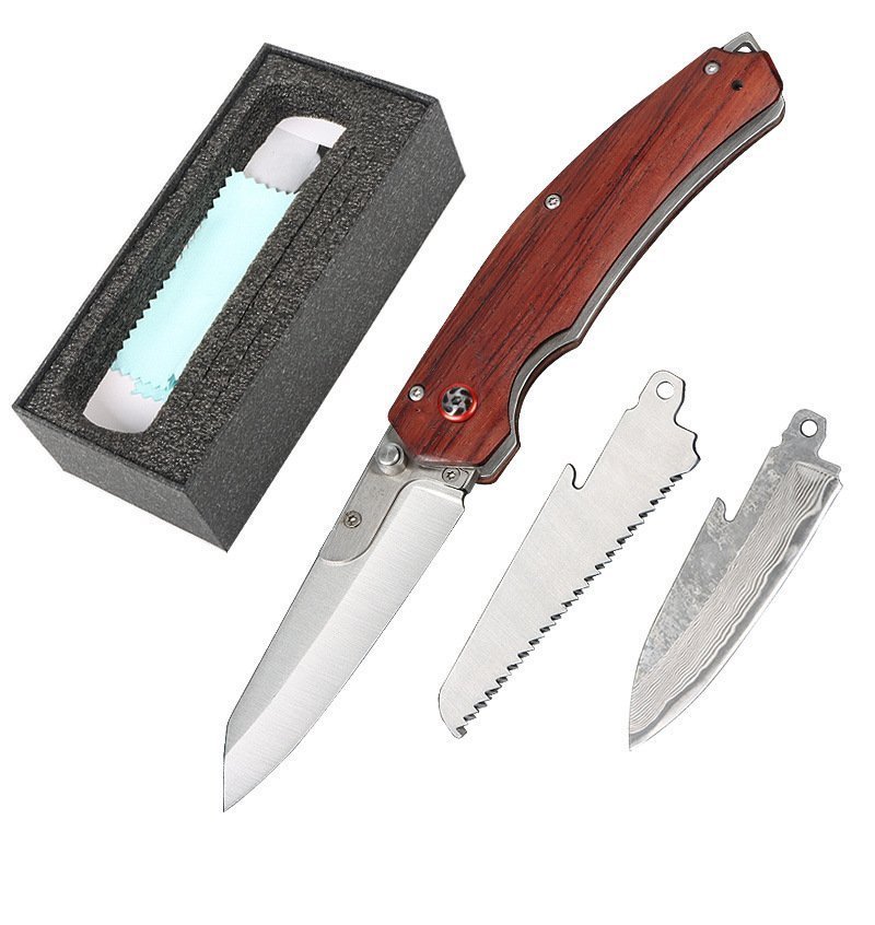 O1CN01iEQgU41bbiugKFrhQ_2213134313484-0-cib.jpg Wilderness survival folding knife multifunctional detachable Damascus folding knife - Image 1