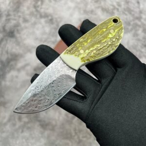 Damascus Knife Outdoor Mini Pocket Knife Forged Damascus Steel Pocket Survival - Image 2