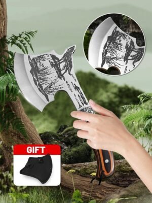 MultiPurpose Axe, Survival Axe Multi-function Outdoor Camping Tactical Wolf-head Axe Hunting Tools Portable Tomahawk - Image 2