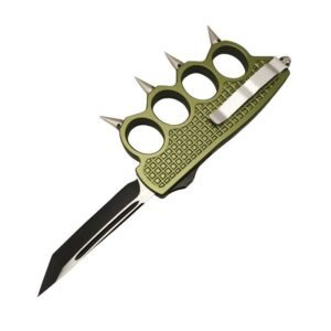 5.25inch OTF Top MACHINED KNUCKLE TRENCH AUTOMATIC KNIFE MATTE GREEN - Image 3