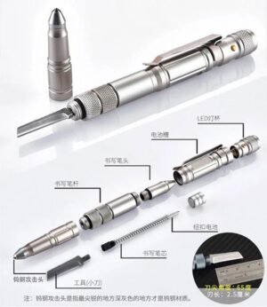 Multi Functional Customized Logo Outdoor Tactical Metal Ballpoint Pen with Led Light - Image 6