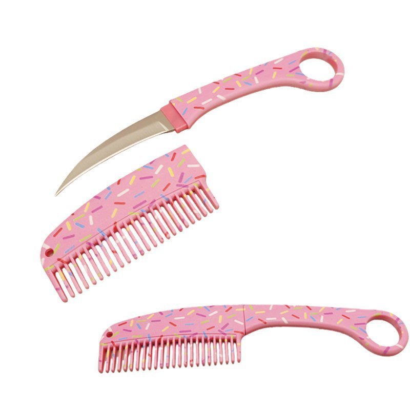 副本.jpg Comb Knife Self-Defense Tools Hidden Knife Pink Donut - Image 1