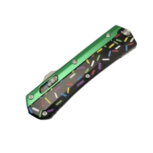 Donut Fighter Switchblade OTF Knife--Green & Black - Image 2
